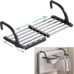 Schoir  linge balcon / radiator / mural, etendoir  linge pliable en acier inoxydable, tlescopique ...
