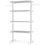 S�choir � linge mobile, 142 x 55 x 172 cm, pliable (4 niveaux) , avec roulettes, fonction de fermeture, ...