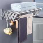 S�choir � linge mural extensible pour int�rieur et ext�rieur, buanderie, salle de bain, balcon (60 cm) ...
