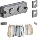 S�choir � linge mural r�tractable � deux rang�es - avec 2 cordes de 5 m - bouton de tension r�glable ...