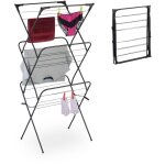 Relaxdays - s�choir � linge pliable, 18 barres, 136x62x51 cm, int�rieur, m�tal, �tendoir � linge compact, ...