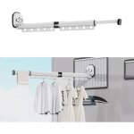 Schoir  linge, rtractable, montage mural, avec ventouse, rtractable, pliable, avec crochets et porte ...