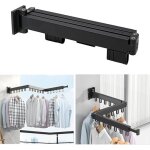 S�choir mural 3 niveaux aluminium pliable noir (buanderie, balcon)