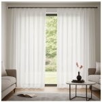 Rideau voilage �tamine effet lin avec ruflette 140x250 cm coloris - blanc