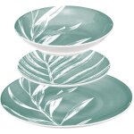 Secret de gourmet - vaisselle en porcelaine pour 6 personnes, motif feuille, 18 pi�ces
