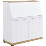 Secrtaire - mdf - coloris : blanc et naturel - dutasi