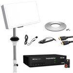 Selfsat kit parabole plate avec lnb single 1 sortie int�gr� + r�cepteur tntsat + c�ble coaxial 20m