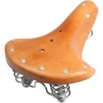 Selle de v�lo � ressorts en cuir v�ritable, coussin de selle de v�lo vintage de remplacement en cuir, ...