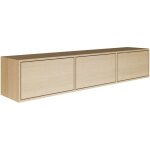 Selsey ? meuble tv mural suspendu 150 cm ? 3 abattants ? ch�ne lindberg ? m�canisme push - to - open ...