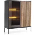 Selsey tosena - vitrine - 2 portes avec éclairage led - noir / chêne wotan Selsey tosena - vitrine - 2 portes avec éclairage led - noir / chêne wotan
