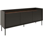 Selsey tovi ? meuble tv 3 portes ? noir / couleur noyer du wisconsin? 140 cm