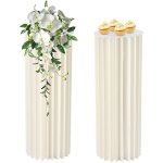 2 pi�ces de carton colonne de fleurs vases, blanc pliable colonnes de papier d'affichage, en forme de ...