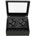 Botier de fibre de carbone d'affichage de stockage de remontoir de montre de rotation automatique 4 ...