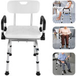 Senderpick - chaise de douche hauteur rglable tabouret de douche pivotant chaise de douche 180kg / 396. ...