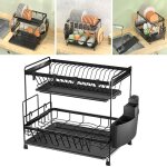 Egouttoir � 2 �tages egouttoir � vaisselle de cuisine support � vaisselle 294338 cm noir