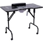 Senderpick - table  ongles avec dpoussireur bureau de manucure pliable grande surface de travail noir ...
