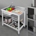 Senderpick - vier de cuisine en acier inoxydable avec planche  dcouper single bowl vier utilitaire ...