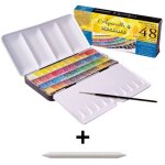 Sennelier bo�te 48 demi godets aquarelle extra fine et estompe