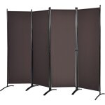 Sparation de pice en 4 parties, paravent de 173 cm de hauteur avec cadre mtallique, marron - goplus ...