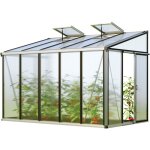 Gfp - serre adosse ella 35 - panneaux en polycarbonate d'env. 16 mm - 324x194 cm - aluminium