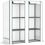 Serre avec double porte, 144 x 48 x 152 cm, blanc