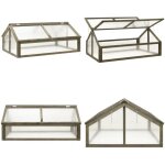 Serre gris 114x80x50 cm bois de sapin - serre de jardin - serre en bois - abri jardin - protection plantes ...