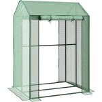 Outsunny - serre de jardin avec 2 espaces et 2 portes enroulables - 0, 8 m serre  tomates dim. 1l x ...