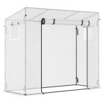 Serre de jardin 2 fentres moustiquaires porte enroulable zippe dim. 200 x 76 x 168 cm acier pe blanc ...