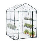 Kz garden - serre de jardin 4 étagères 143 x 143 x h195cm bache serre pvc cadre acier legumes plantes ... Kz garden - serre de jardin 4 étagères 143 x 143 x h195cm bache serre pvc cadre acier legumes plantes ...