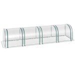 Serre de jardin - 4 fen�tres zipp�es - cadre acier - b�che transparent robuste - 395x100x80cm