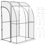 Outsunny - serre de jardin adosse serre adosse dim. 1, 43l x 1, 18l x 2, 12h m 2 portes zippes enroulables ...