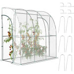 Serre de jardin adoss�e - outsunny - 2 portes zipp�es enroulables - b�che renforc�e pvc, ch�ssis en acier ...