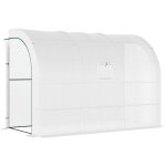 Serre de jardin adoss�e - outsunny - avec �tag�res 3 niveaux - en b�che pe 140 g / ? renforc�e et ch�ssis ...