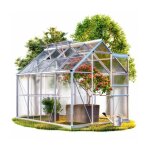 Le poisson qui jardine - serre de jardin aluminium 250 x 190 x 195cm avec 2 lucarnes - transparent