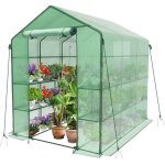 Vounot serre de jardin avec tagres 143x215x195cm vert - bche renforce 135g / m - fentre moustiquaire ...