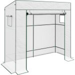 Serre de jardin murale serre adosse porte enroulable bche pe renforce 2 fentres 196l x 77l x 197 ...