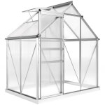 Serre de jardin - outsunny - aluminium polycarbonate - avec fondation, fen�tre r�glable, porte coulissante ...
