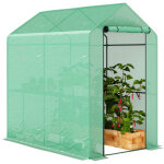 Serre de jardin - outsunny - �tag�re 2 niveaux porte zipp�e enroulable - b�che renforc�e 140 g / m�, ...