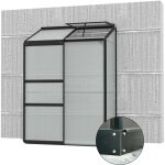 Vitavia - serre de jardin en polycarbonate 4 mm et aluminium noir avec embase ida 68. 8 x 130. 60 x 182. ...