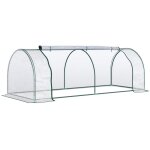 Serre de jardin - serre porte et desserte - culture semis et plantes - structure acier et pvc - 250x100x80 ...