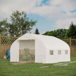 Outsunny - serre de jardin tunnel 10, 4 m - 6 fentres et porte zippe avec moustiquaires - acier galvanis ...