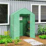 Serre de jardin tunnel 143x74x190 cm avec porte enroulable, fen�tre moustiquaire et �tag�res, housse ...