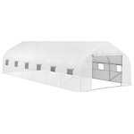 Mh - serre de jardin tunnel 24 m² dim. 8 x 3 x 2 m acier galvanisé ø 24 mm porte 12 fenêtres blanc Mh - serre de jardin tunnel 24 m² dim. 8 x 3 x 2 m acier galvanisé ø 24 mm porte 12 fenêtres blanc