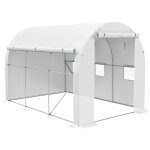 Outsunny - serre de jardin tunnel 6 m acier galvanis renforc dia. 1, 9 cm bche pe haute densit blanc ...