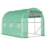 Outsunny - serre de jardin tunnel 6 m acier galvanis renforc dia. 1, 9 cm bche pe haute densit vert ...