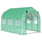 Outsunny - serre de jardin tunnel 6 m� 6 fen�tres porte zipp�e acier galvanis� pe vert
