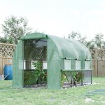 Outsunny - serre de jardin tunnel 6 m 6 fentres porte zippe acier galvanis pe vert