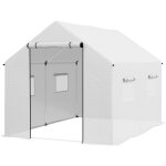 Outsunny - serre de jardin tunnel 6 m porte 4 fentres acier galvanis pe blanc
