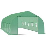 Serre de jardin tunnel grande taille avec b�che pe cadre en acier porte enroulable et 12 fen�tres 8 x ...