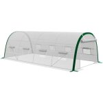 Mh - serre de jardin tunnel surface sol 18 m acier galvanis pe maill blanc vert